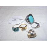 Five ladies dress rings set with semi-precious sto