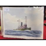 M.G PEARSON - watercolour of Steam Tug, Edward Mor