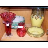 A Strathearn art glass vase and bowl, two items of