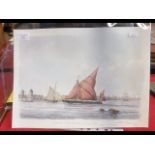 M.G PEARSON - watercolour of Thames Hay Barge
