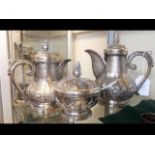 A three piece Middle Eastern style tea set, the ba