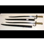 A sword bayonet with metal scabbard - 72cm long, t