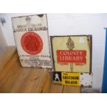 Three vintage metal signs advertising the Gascoign