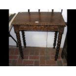 Victorian carved oak side table