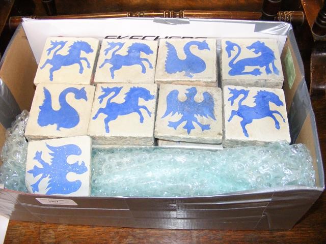 A collection of early blue and white tiles from Va