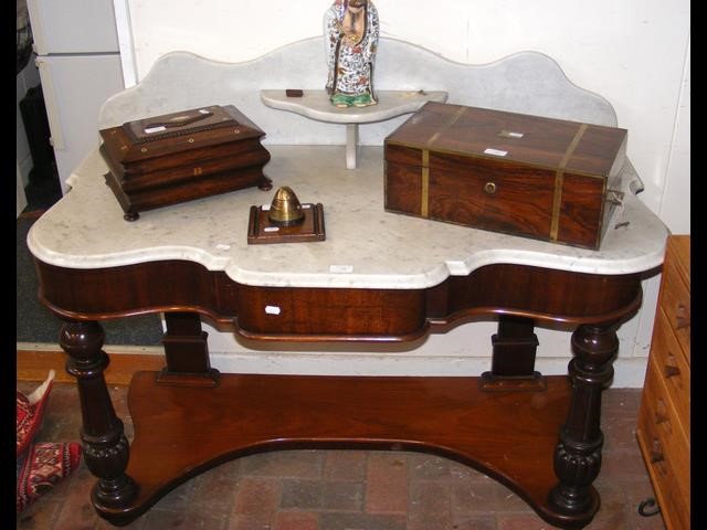 A Victorian marble top wash stand - 120cms