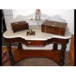 A Victorian marble top wash stand - 120cms