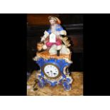 A porcelain French mantel clock by Silvestre of Pa