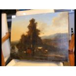 An early oil on canvas - country landscape with pe
