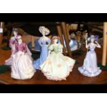 Five Coalport ladies - with boxes