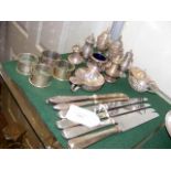 Silver condiments, silver napkin rings etc