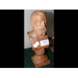 A 21cm high terracotta classical bust of bearded m