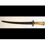 A Scottish? short sword with horn handle - 71cm lo