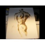 A signed modernistic painting on canvas of torso,