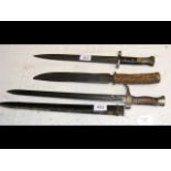 A sword bayonet with metal scabbard - 53cm long, t