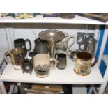 Assorted flagons, including Gray's Pottery,