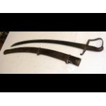 An antique Cavalry sword with metal scabbard and w