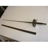 An old fencing sword with metal scabbard - 88cm lo