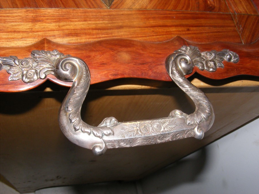 A Dutch kingwood two handled serving tray, the han - Image 3 of 15