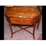 A Sheraton mahogany side table with single drawer