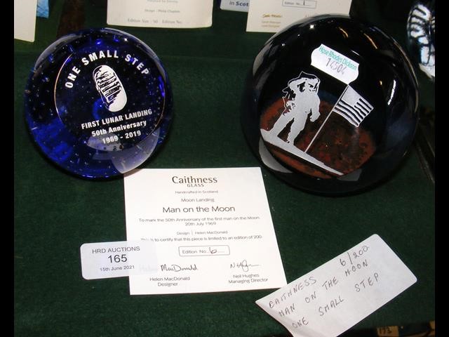 A Caithness glass paperweight 'Man on the Moon' ed