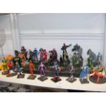 An assembly of miniature Marvel figurines, includi