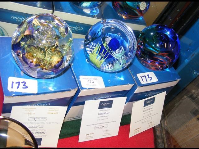 Three boxed Caithness paperweights including 'Cool