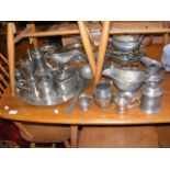 A medley of pewter serving ware