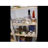 Assorted collectables, including unusual Mintons cups and saucers, silver trophy