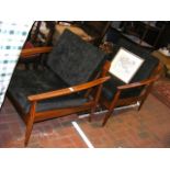 A pair of retro Danish rosewood? easy chairs with