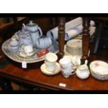 A medley of fine bone china including Royal Doulto