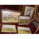 A range of framed and glazed horse racing scenes