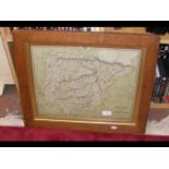 A framed and glazed map of Spain and Portugal