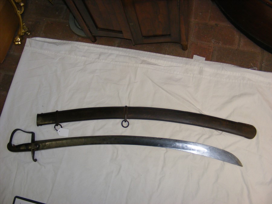 An antique Cavalry sword with metal scabbard and w - Image 10 of 25