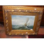 An oil on board of yachting scene in heavy gilt fr