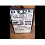 An original Ryde Wallis, Riddett & Co. auction pos