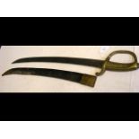An antique curved military sword with leather scab