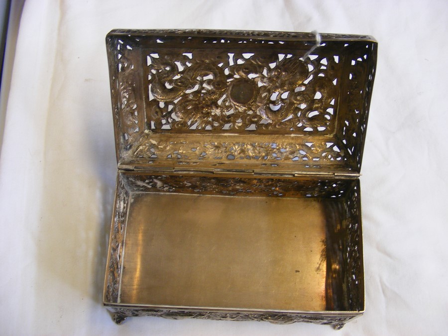 A pierced silver Oriental casket, the base marked - Image 13 of 13