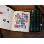 Stanley Gibbons stamp albums volumes 1-5 bearing a