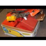 A box of Hornby Trains 0 gauge track and accessori