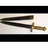 A French Talabot short sword with leather scabbard