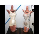 A pair of vintage 'Fantasie' miniature lingerie shop display mannequins -