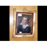 A pastel portrait in decorative gilt frame - 20cm