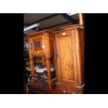 An antique carved pot cupboard together with other