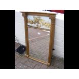 A gilt framed antique hall mirror