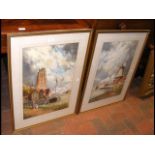 VAN STAATEN - large pair of watercolours of coasta