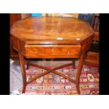A Sheraton mahogany side table with single drawer
