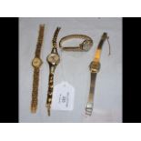 Two ladies Tissot wristwatches and two others