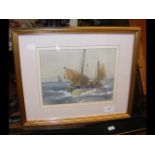 TOM MACDONALD - watercolour of fishing boat off No