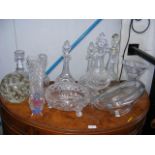An assortment of glass including decanters